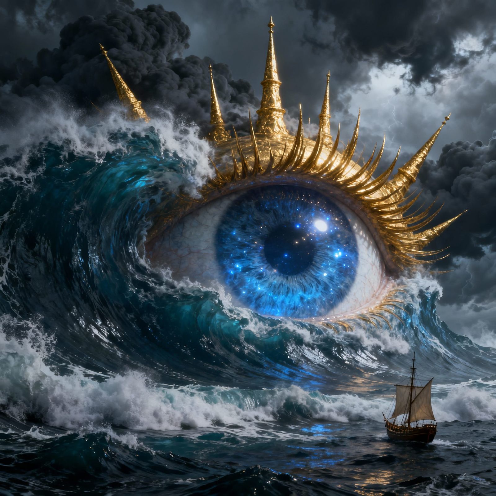 Surreal Ocean Eye Forms from Giant Storm Waves