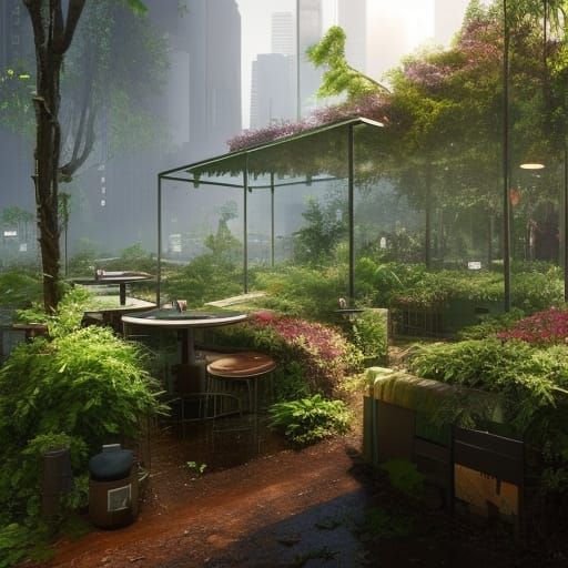 Post-Apocalyptic Starbucks Coffee Shop in Ruins