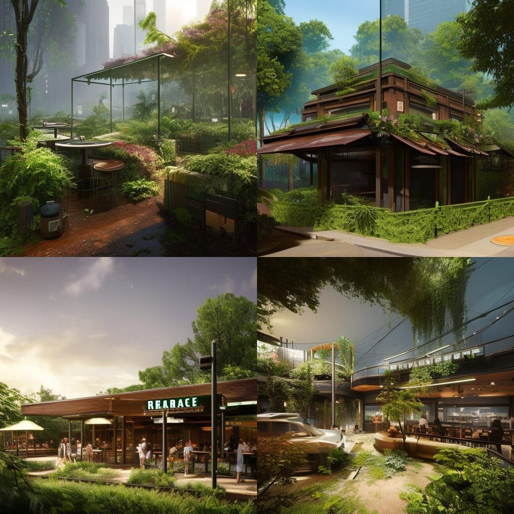 Post-Apocalyptic Starbucks Overrun by Nature