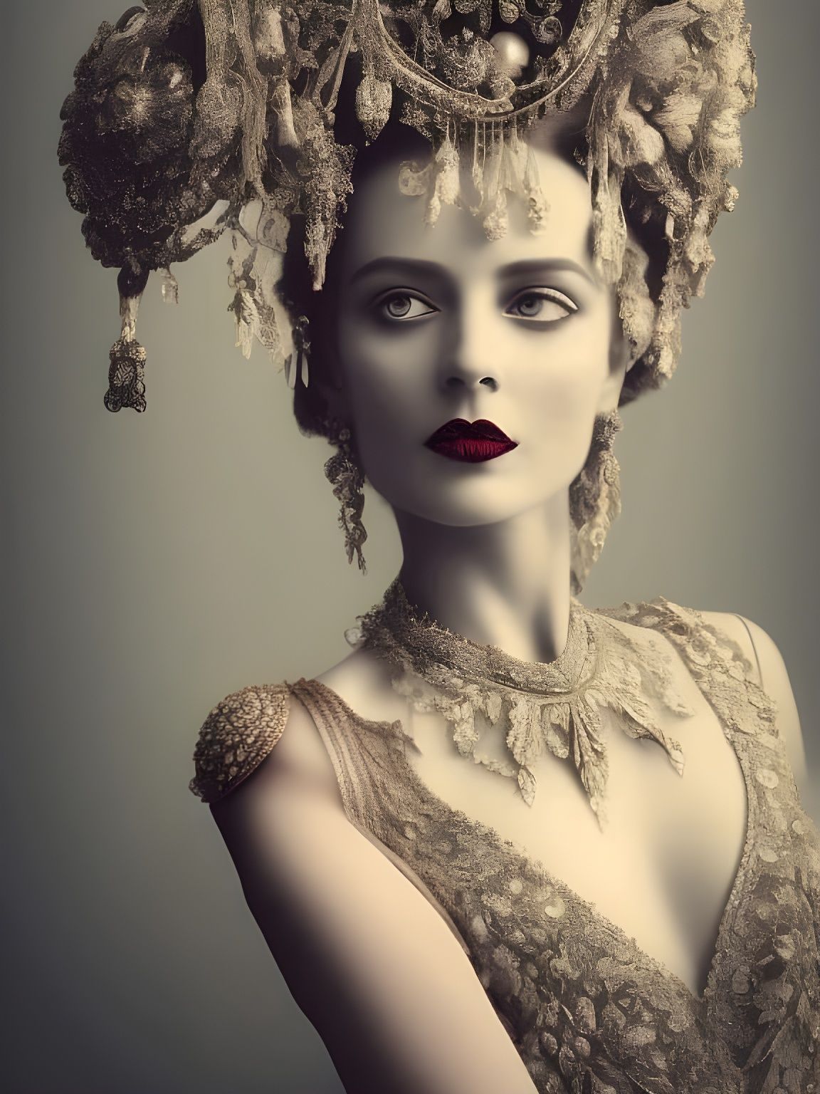 Stunning Vintage Portrait of a Beautiful Queen