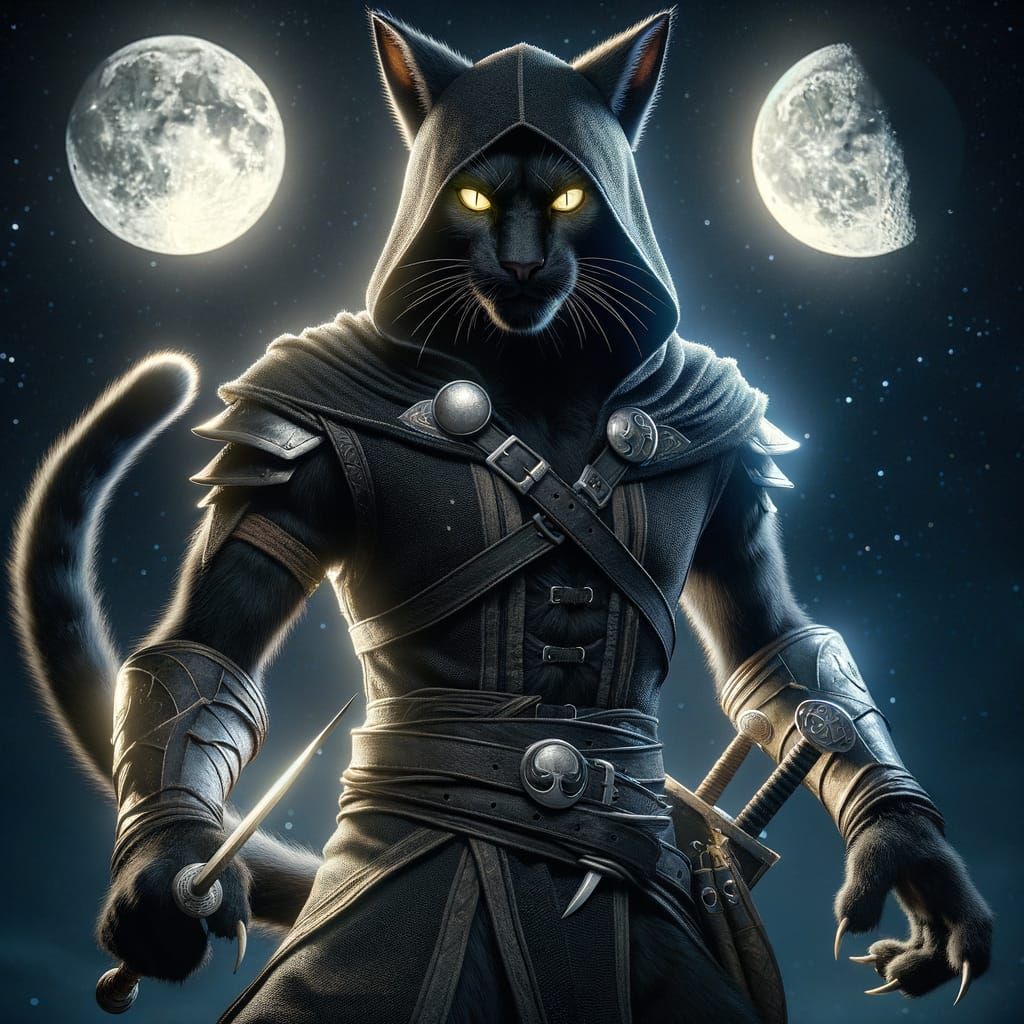 Glowing Eyes of a Disgruntled Khajiit Warrior Under the Silv...