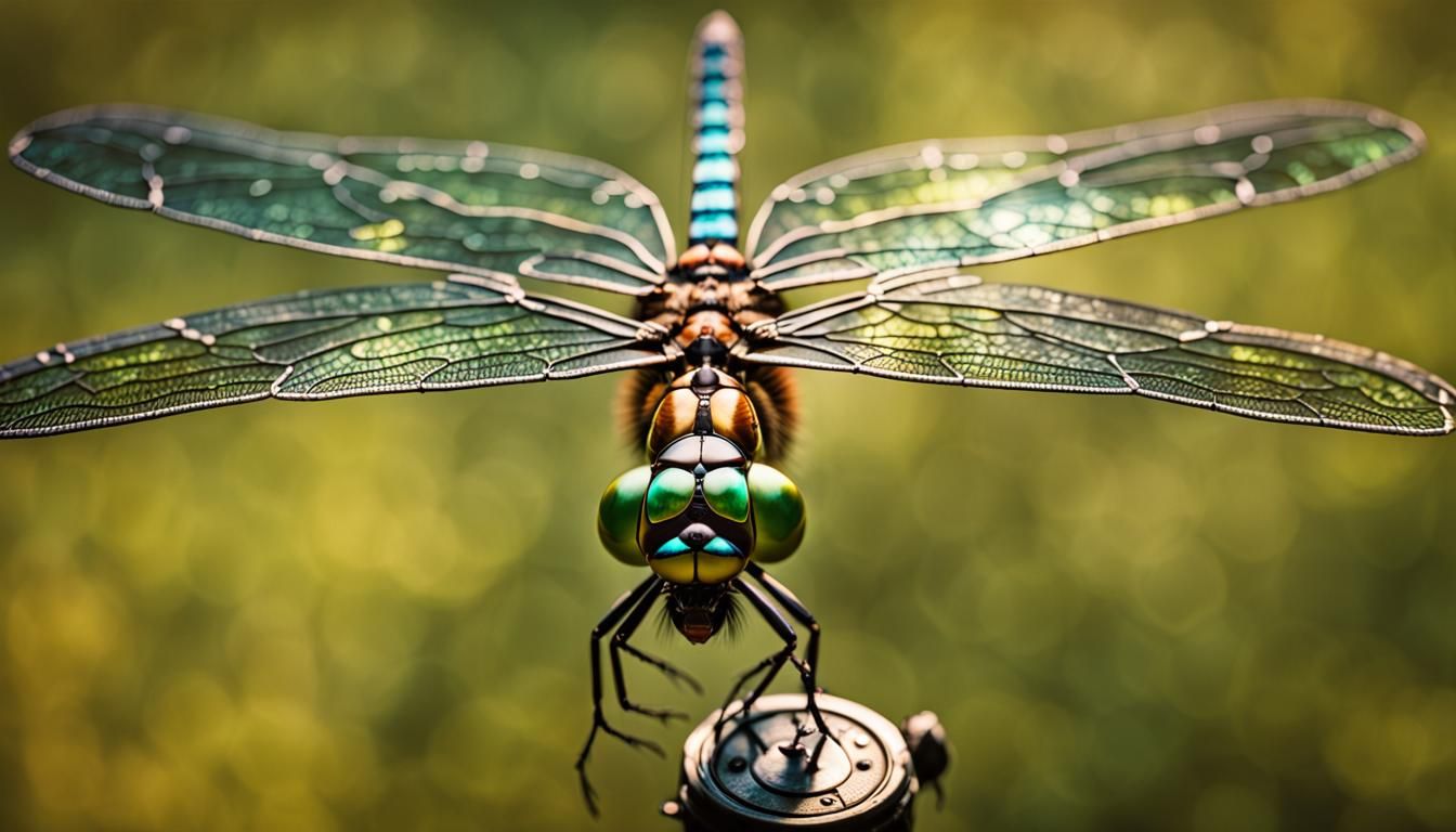 Steampunk Dragonfly with Stained Glass Wings