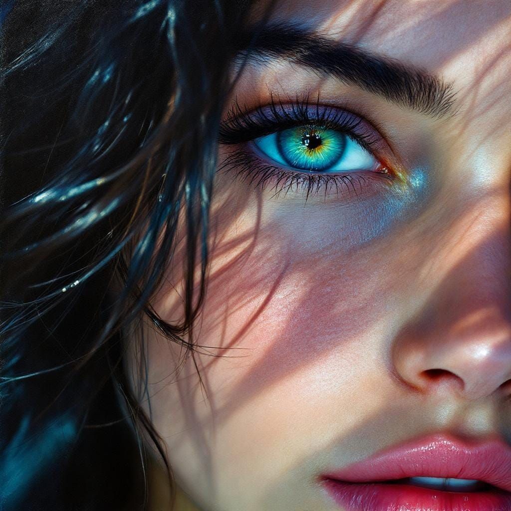 Vibrant Portrait of a Woman with Heterochromia