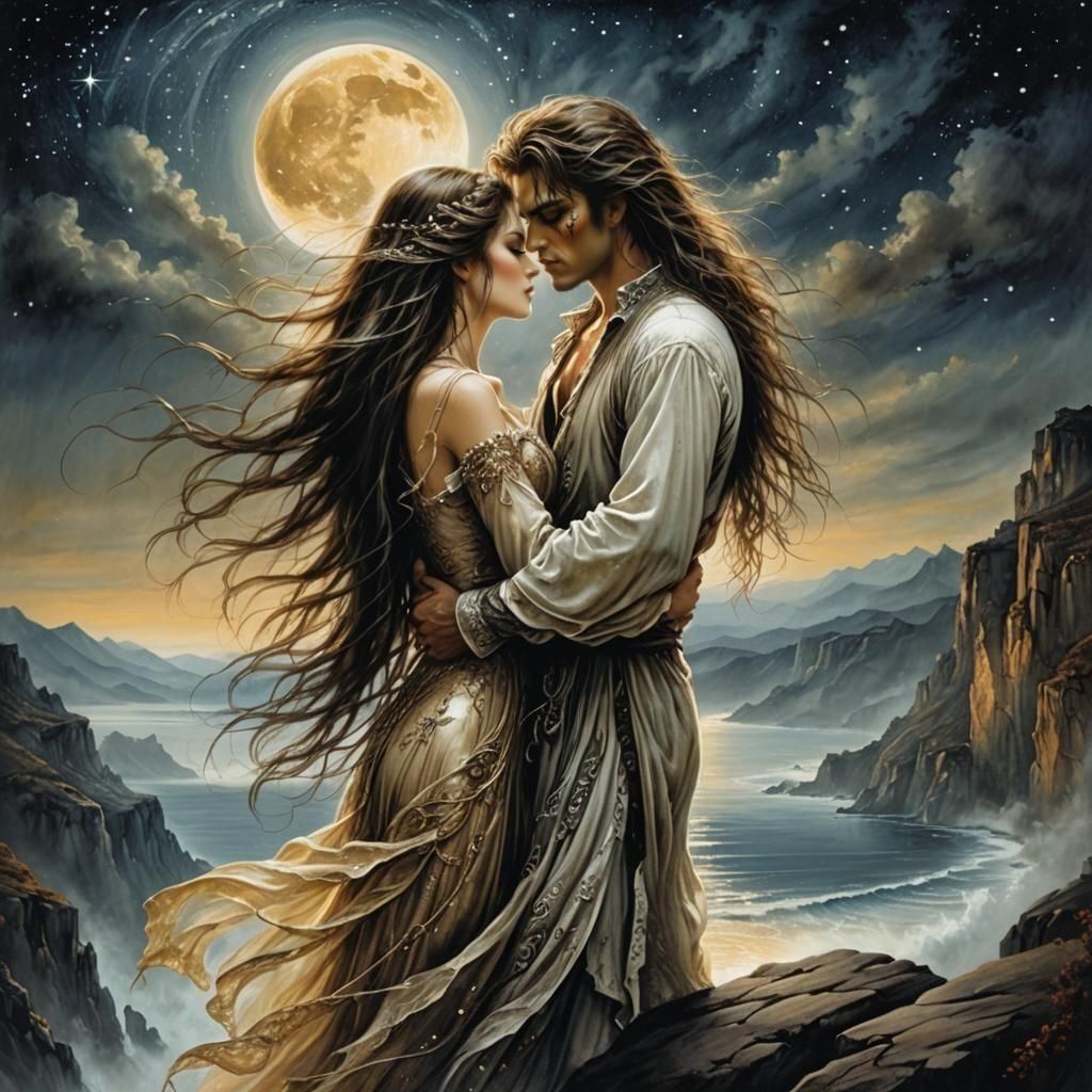 Passionate Kiss in Dark Fantasy Style