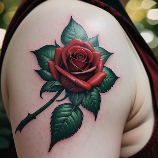 Classic American Traditional Rose Tattoo