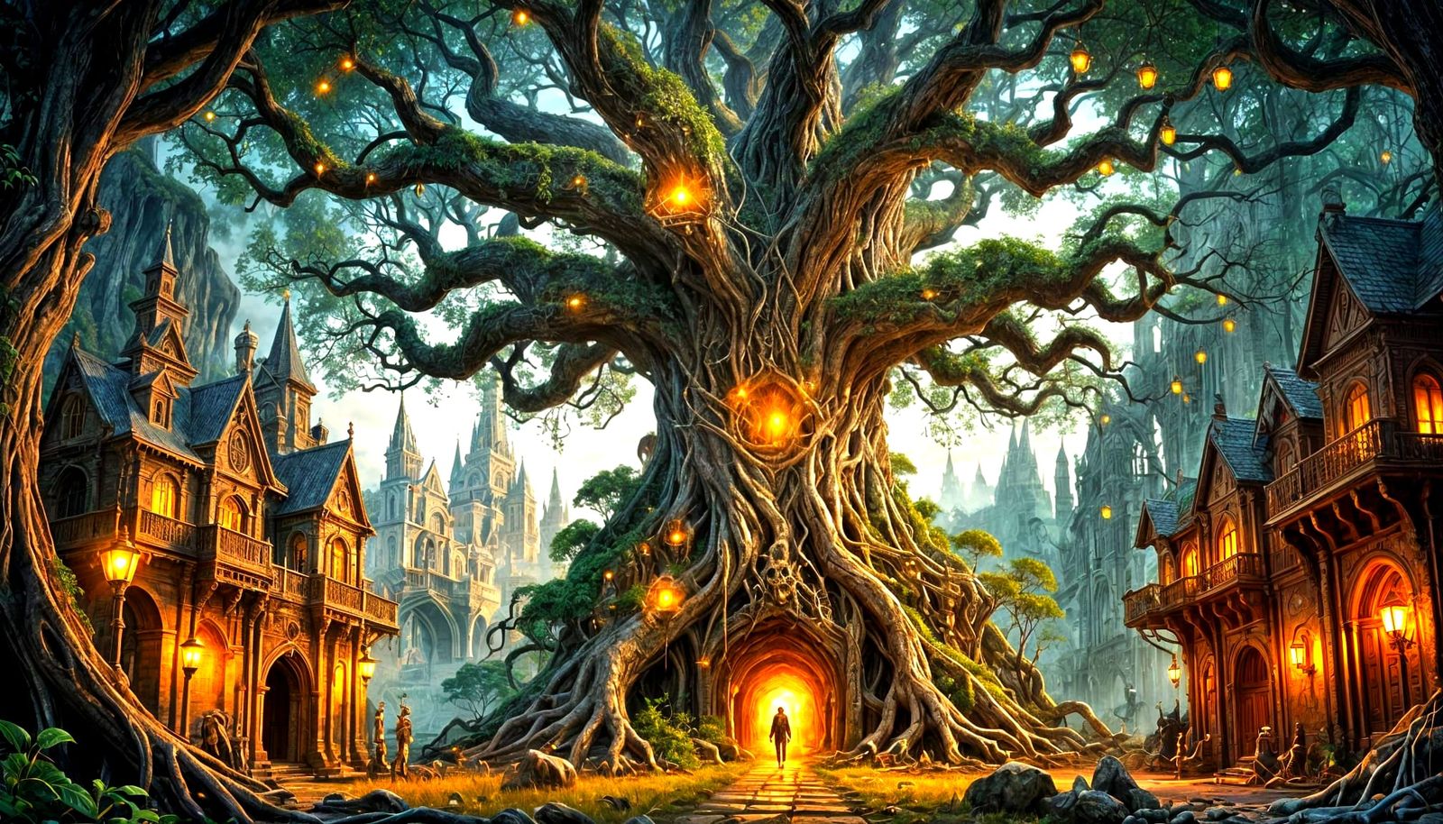Fantasy Tree City: Ancient Roots, Hidden World