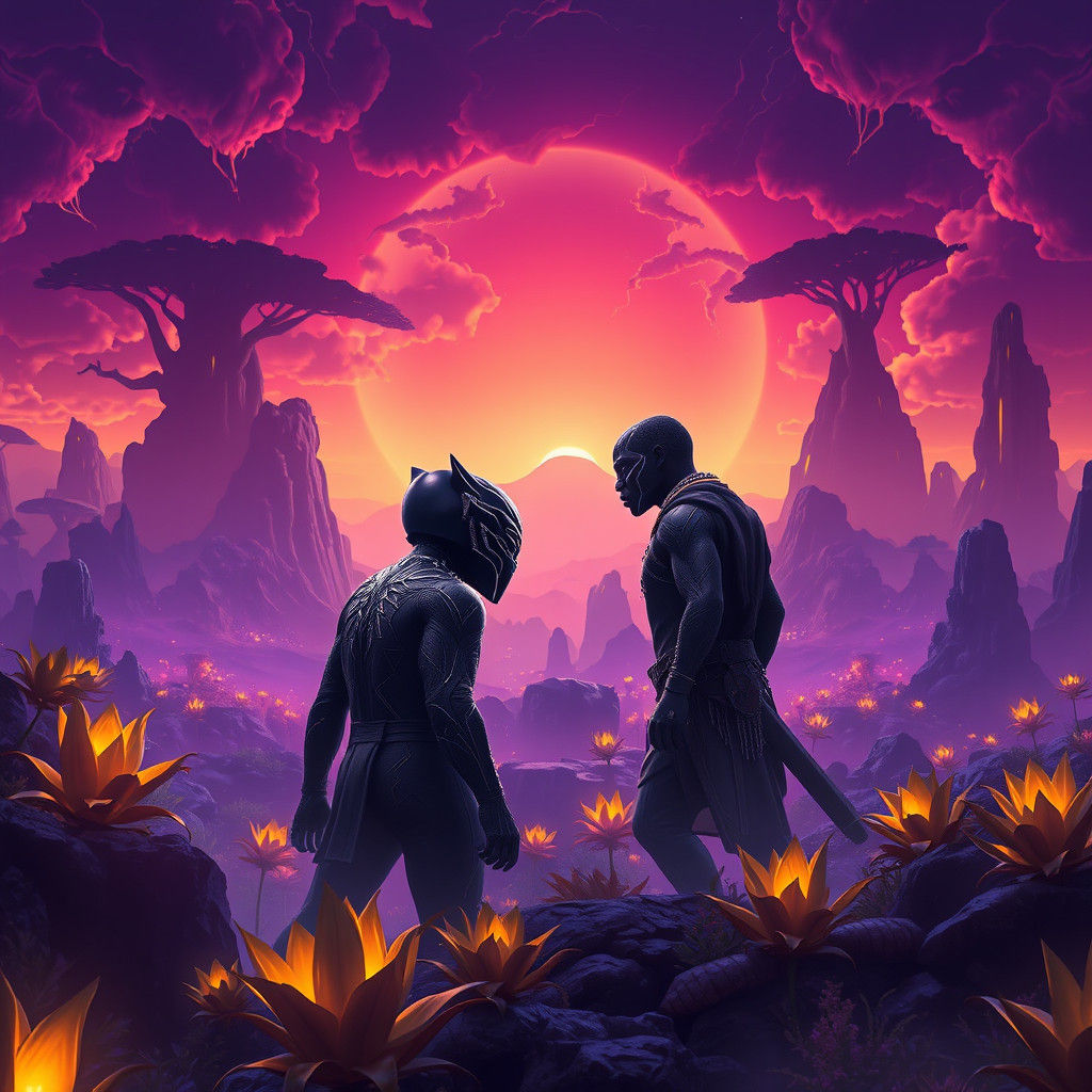 Black Panther and Killmonger in Wakanda: Digital Matte Paint...