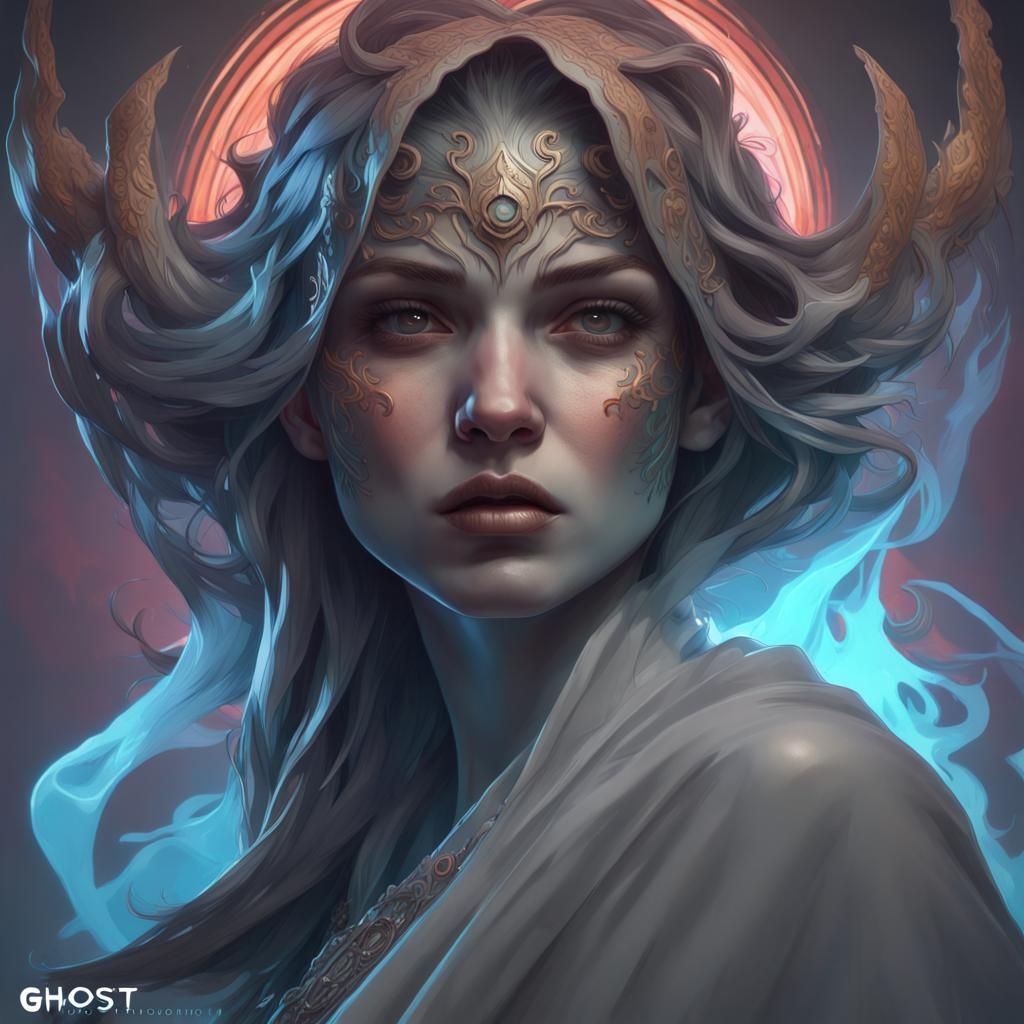 Ethereal Ghost Face Portrait in Hyperdetailed Style