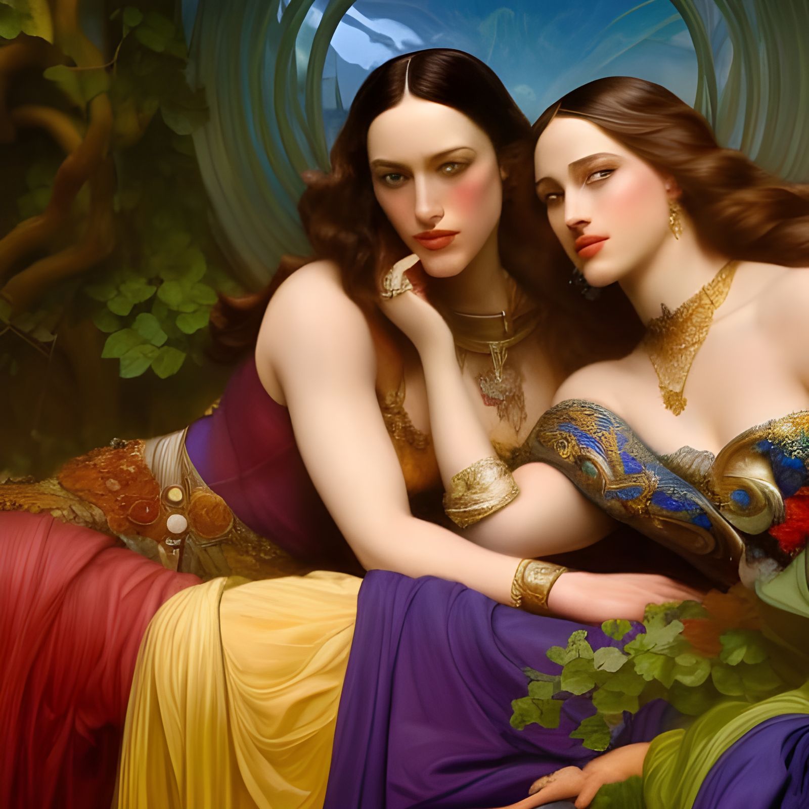 Kat Dennings and Natalie Portman: Art Nouveau Grape Stomp