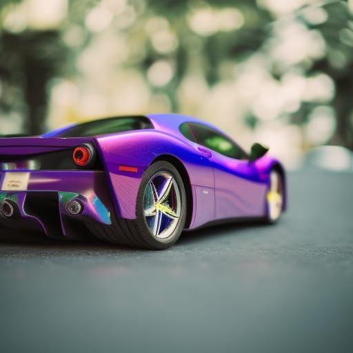 Purple holographic Ferrari car