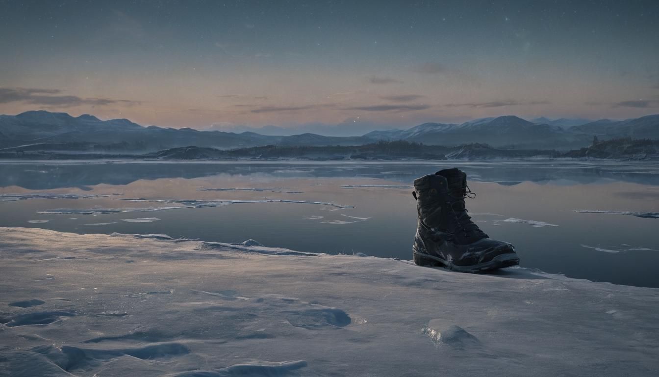 Tarnished Figure Gazing at Blue Moon in Winter