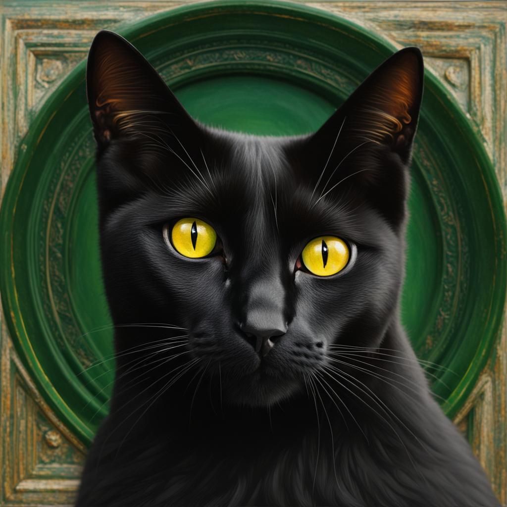 Black Cat Portrait in Renaissance Style