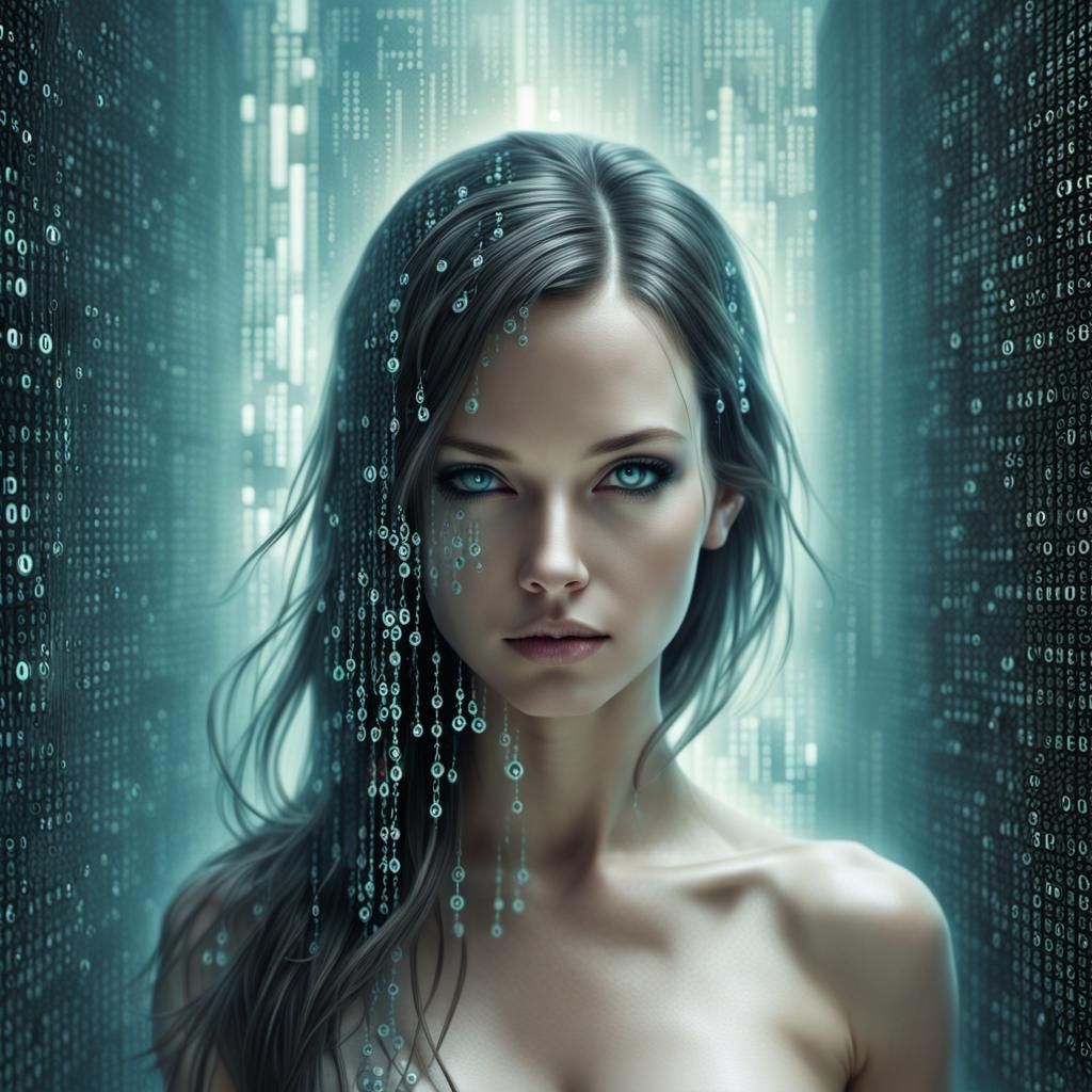 Fantasycore Female Emerges From Binary Code Matrix