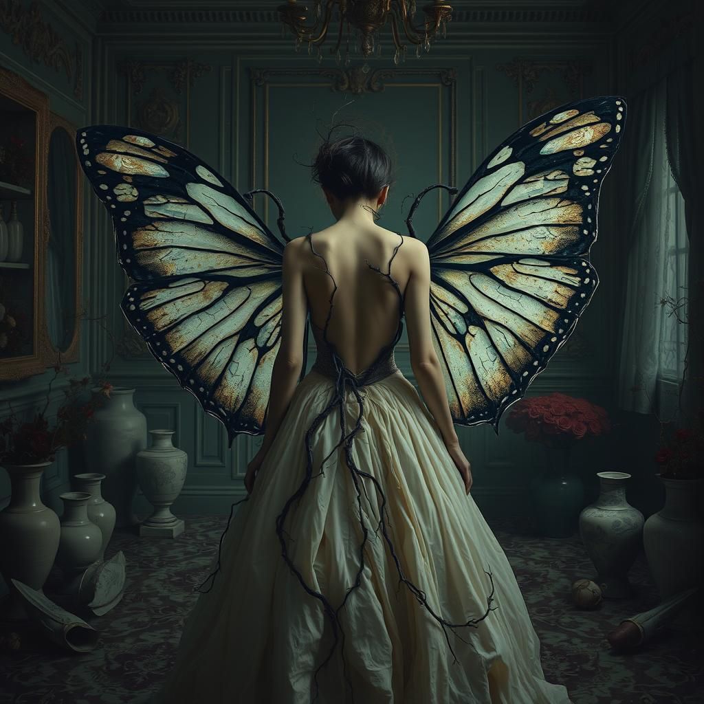 Decaying Beauty: Surrealist Portrait of a Woman