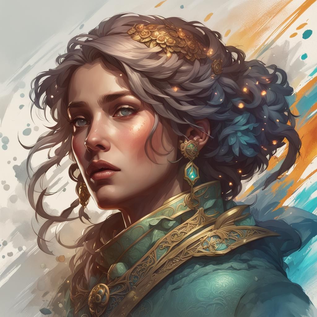 Celestria Portrait in Hyperdetailed Art Nouveau Style