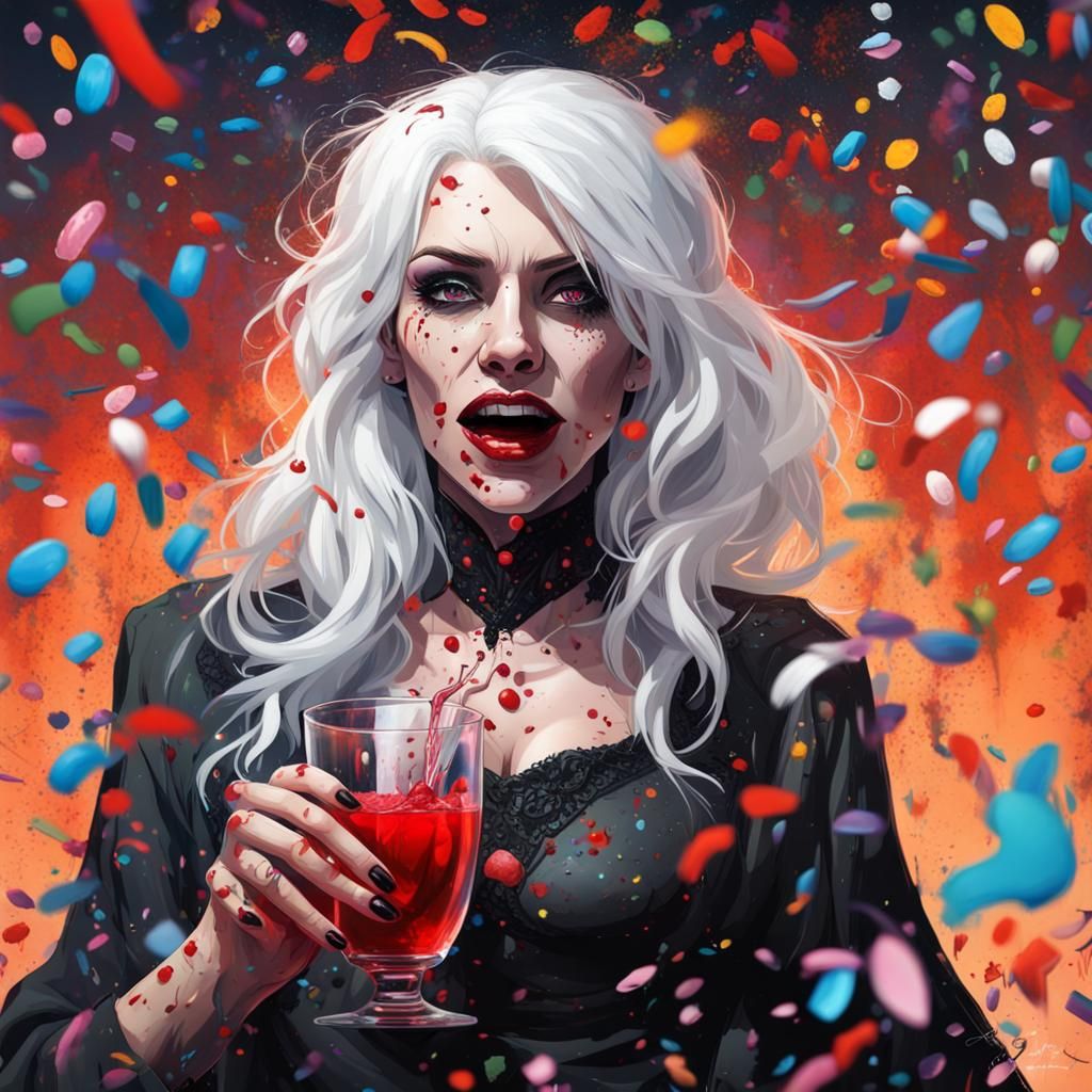 Vampire's Confetti Toast: Graffiti Art in Vivid Colors