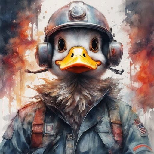 Duck as Firefighter in AI Generated Image