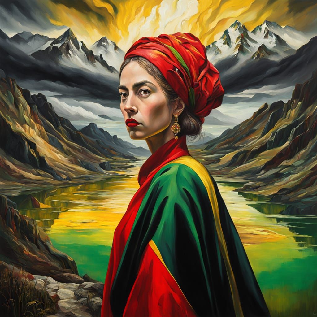 Surreal Rasta Woman in Dreamlike Oil Painting