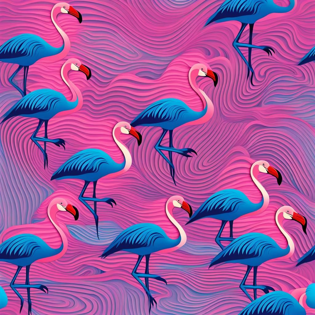 Pink Flamingoes Jumping: Abstract Vector Fractal Art