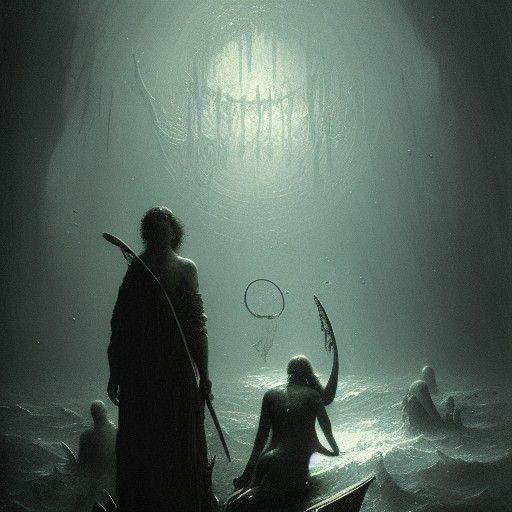 Horrific Fish People in Gothic Horror Style