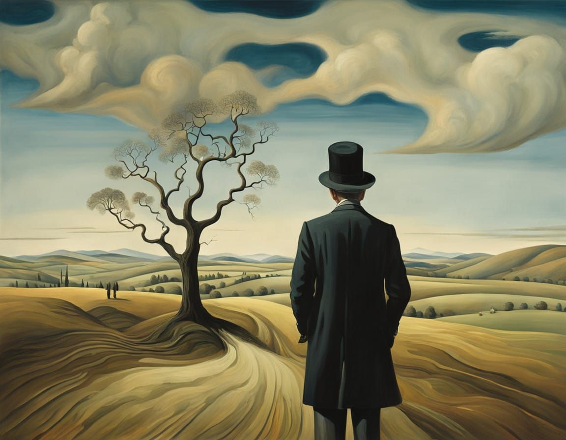 Surrealist Gentleman in Belgian Dreamscape