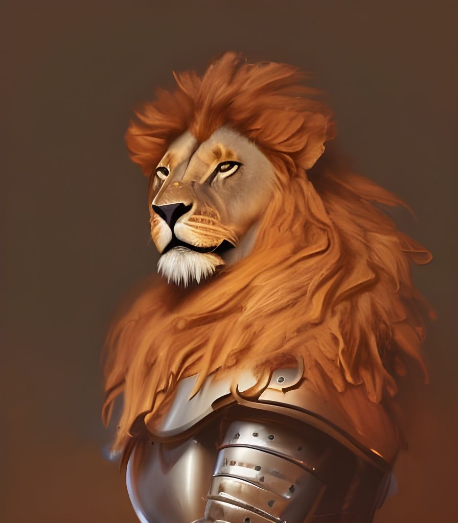 Lion Knight Portrait in Hyperdetailed Digital Art Style