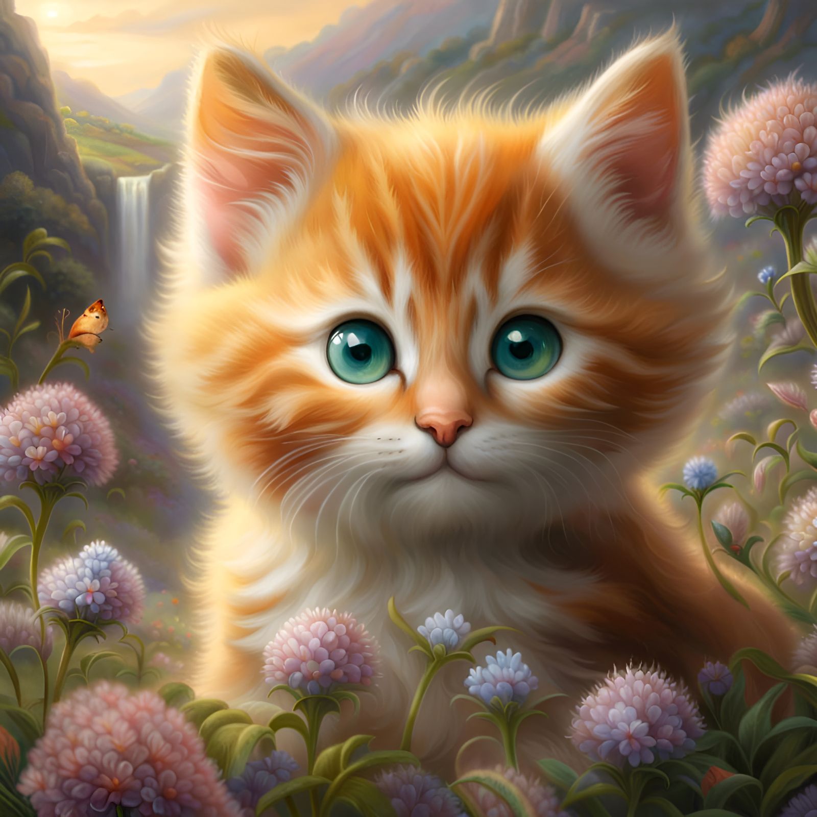 Ginger Kitten in Magical Flower Valley