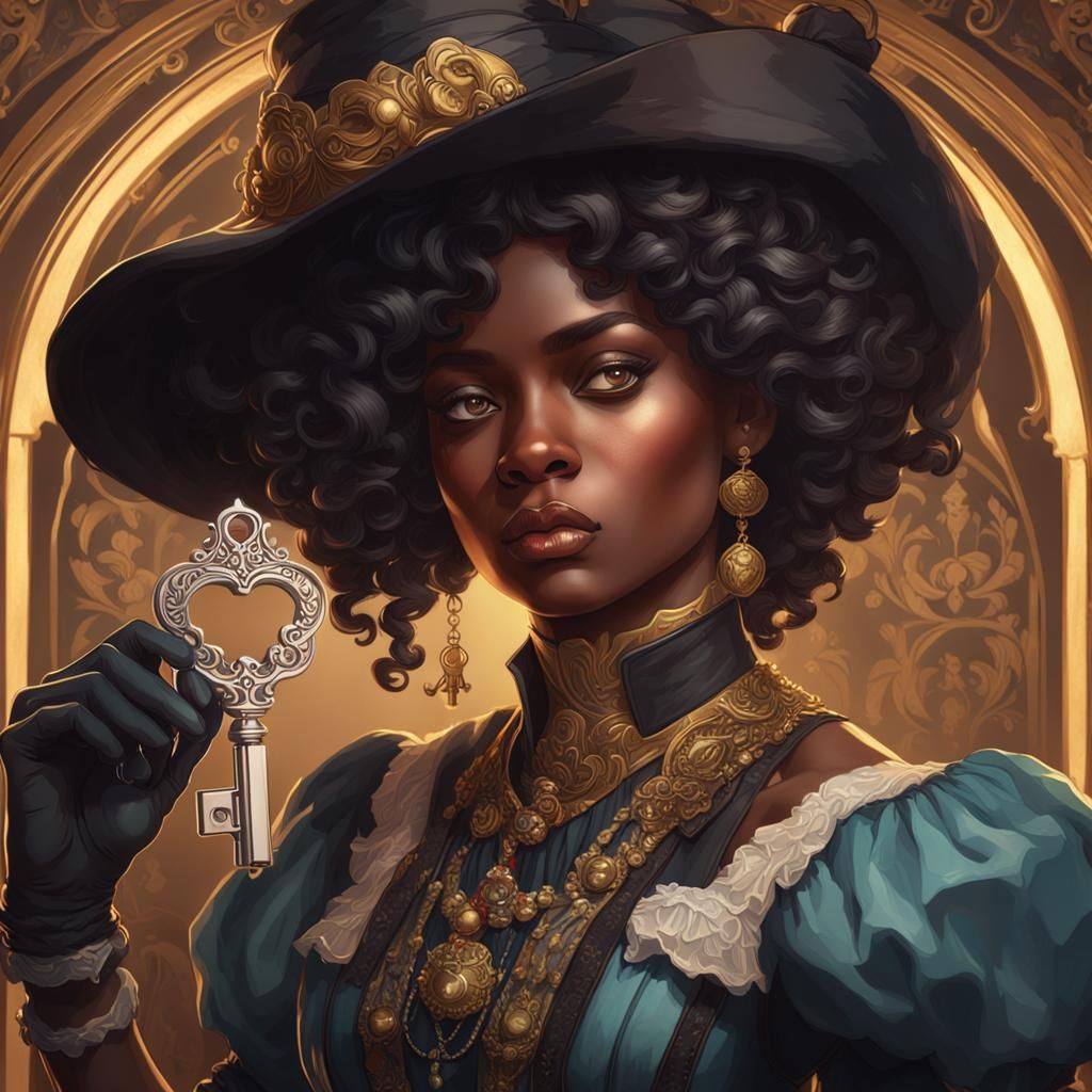 Victorian Black Lady Portrait in Artstation Style