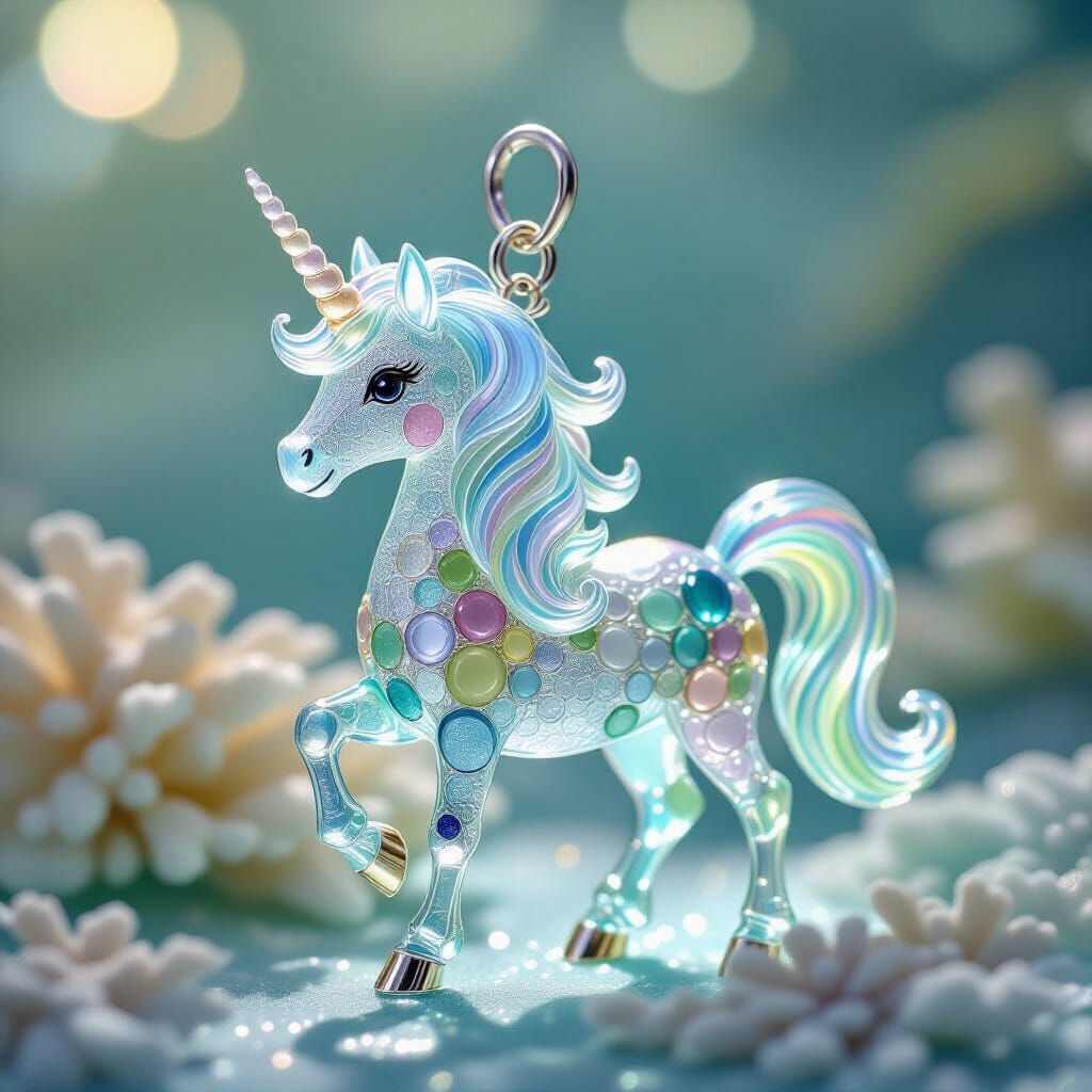 Iridescent Sea Glass Unicorn Charm
