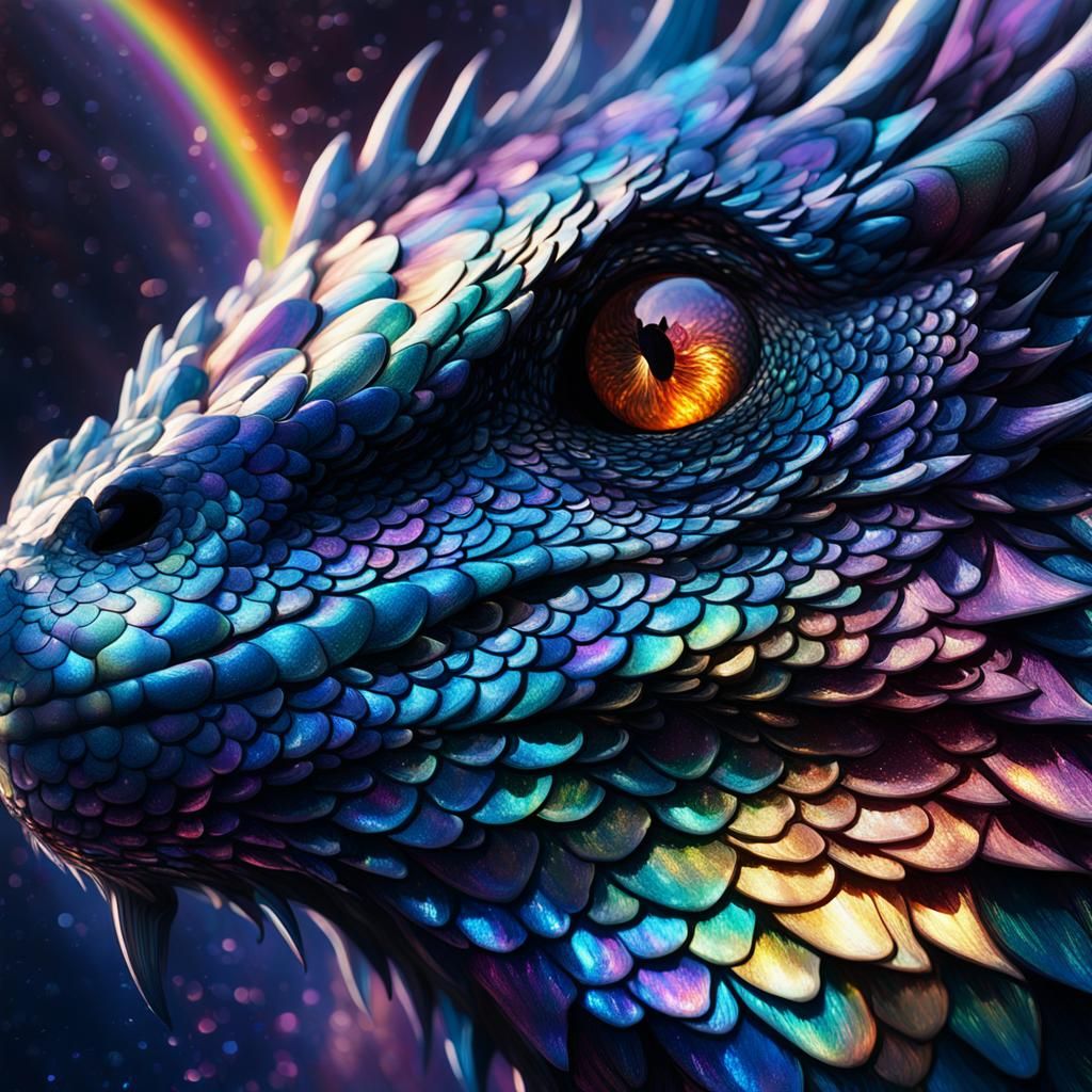 Dragonkin Scales Reflecting Solar Eclipse in Art Nouveau Sty...