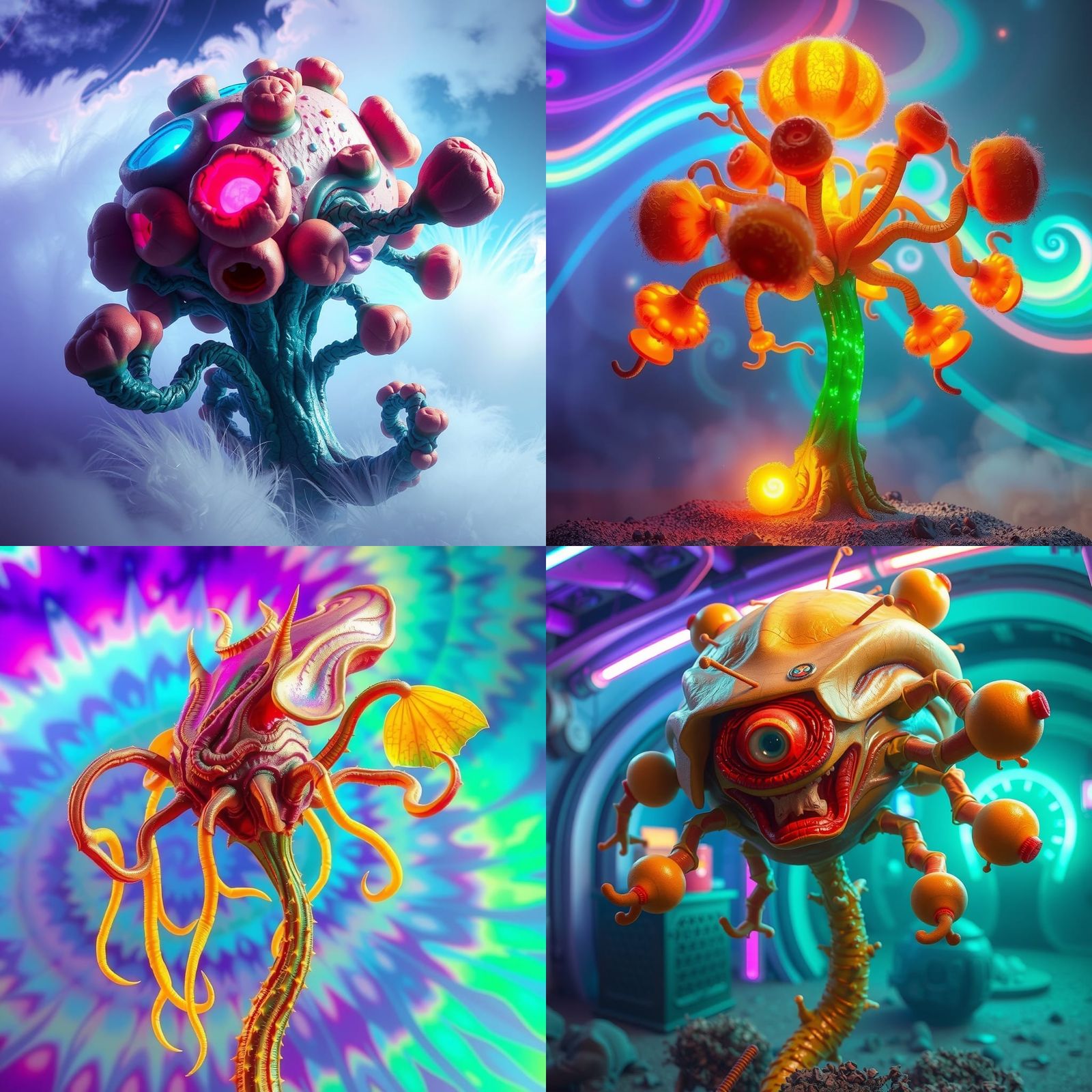 Psychedelic Alien Plant in Liminal Space