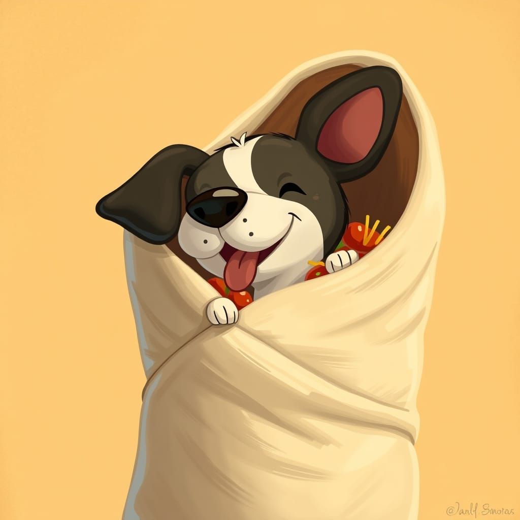 Playful Puprito in Vibrant Whimsy