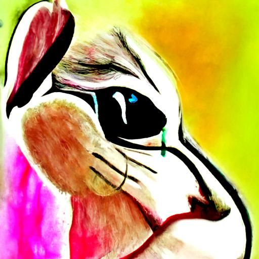 Colorful Watercolor Portrait of Crying Bugs Bunny