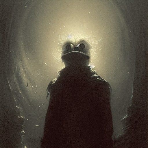 Dark Donald Duck in Horror Art Style