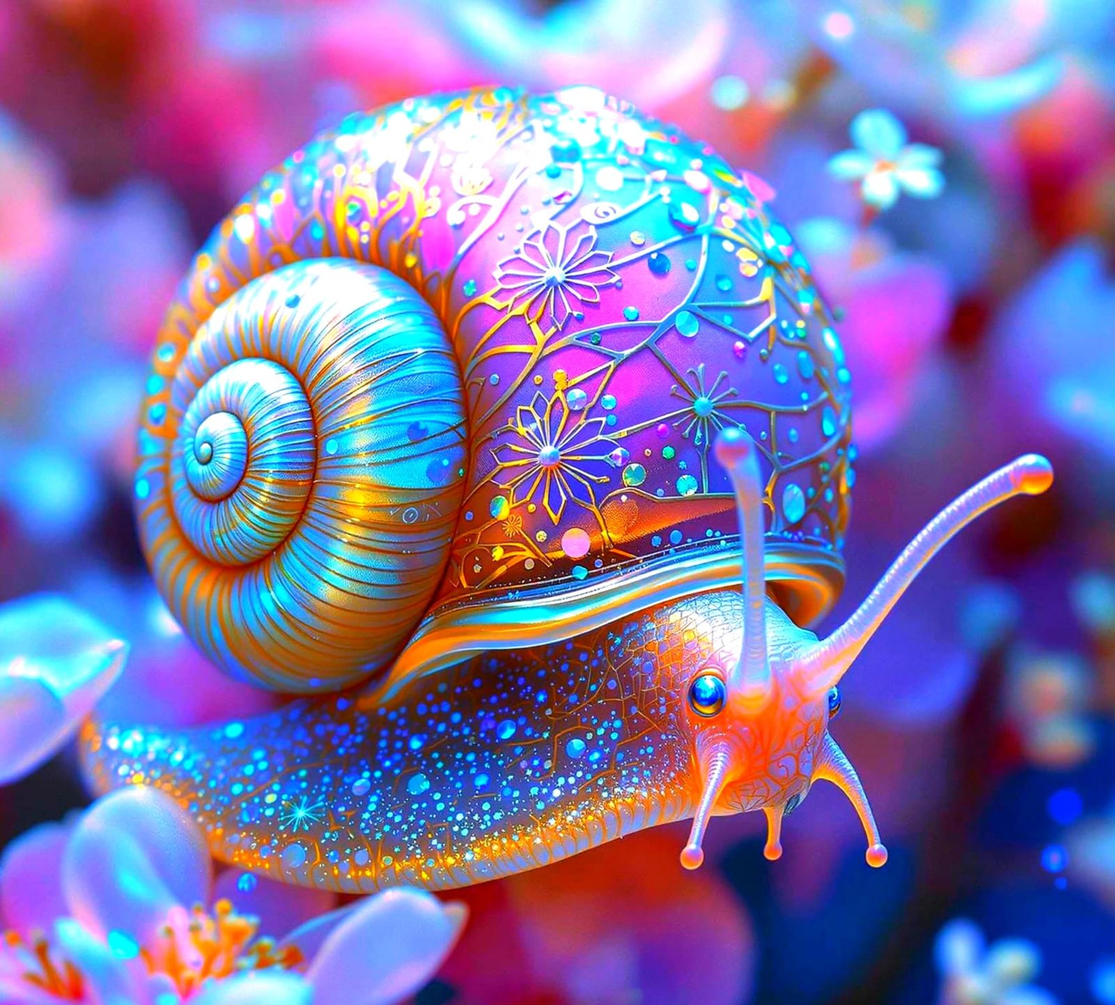 Exquisite Fantastical Snail in Impressionist Painting