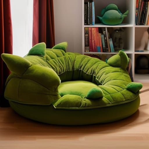 Cozy Library with Lizard Beanbag Chair