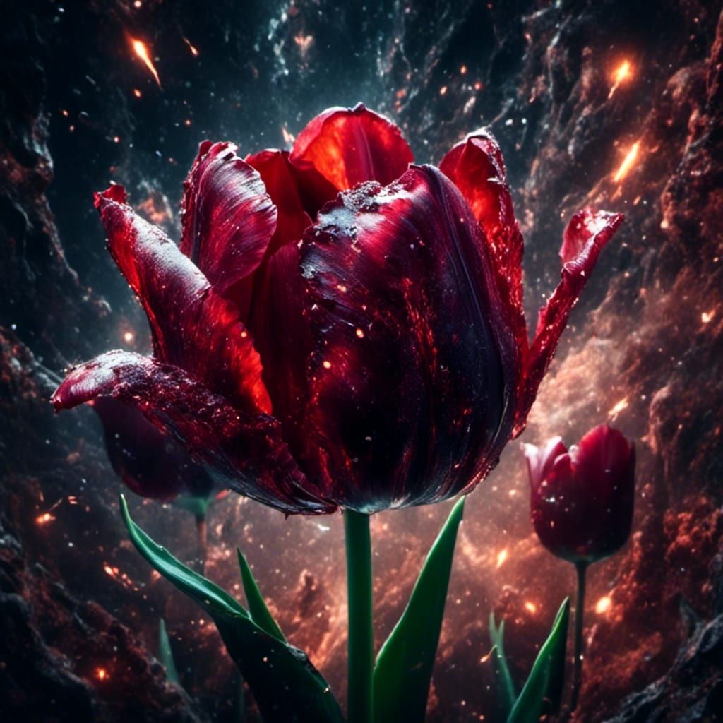 Sparkling Tulip in the Dark: Digital Matte Painting