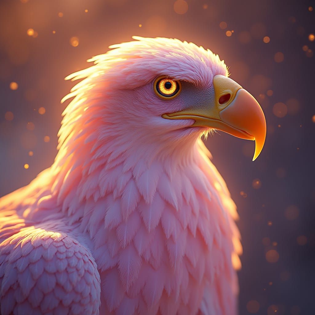 Golden Eagle Feathers in Ethereal Cosmic Light