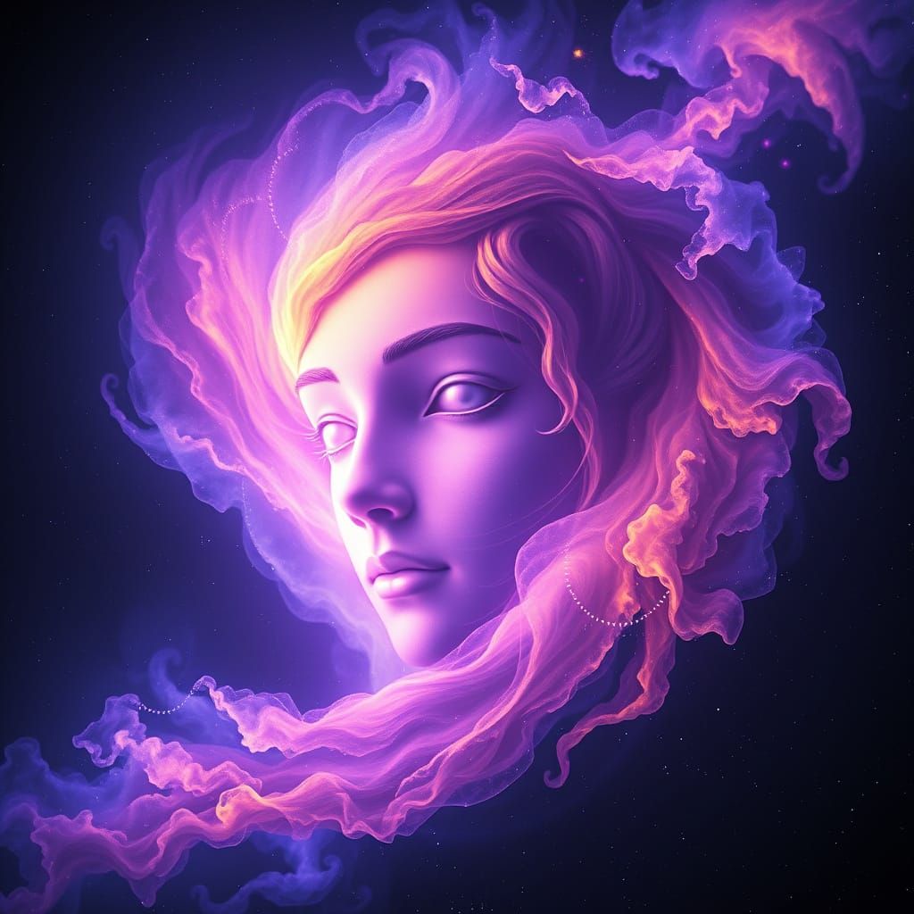 Ethereal Nebula Goddess Watches Over the Cosmos