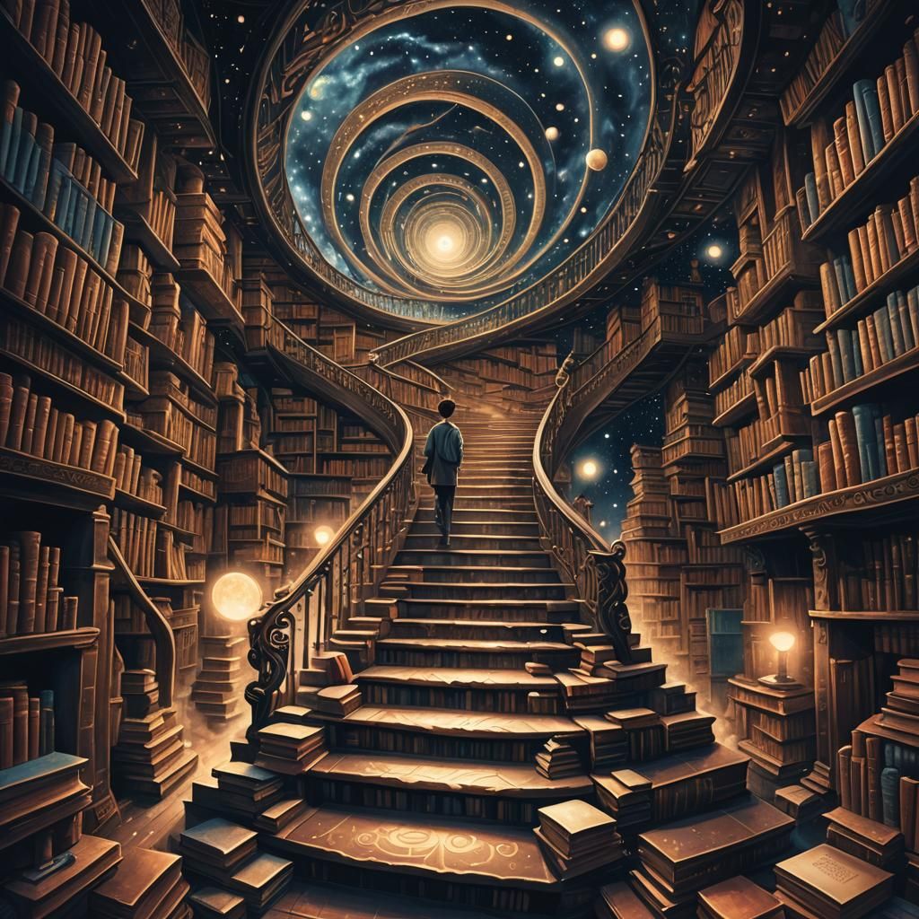 Infinite Staircase to Universe in Magic Realism Style