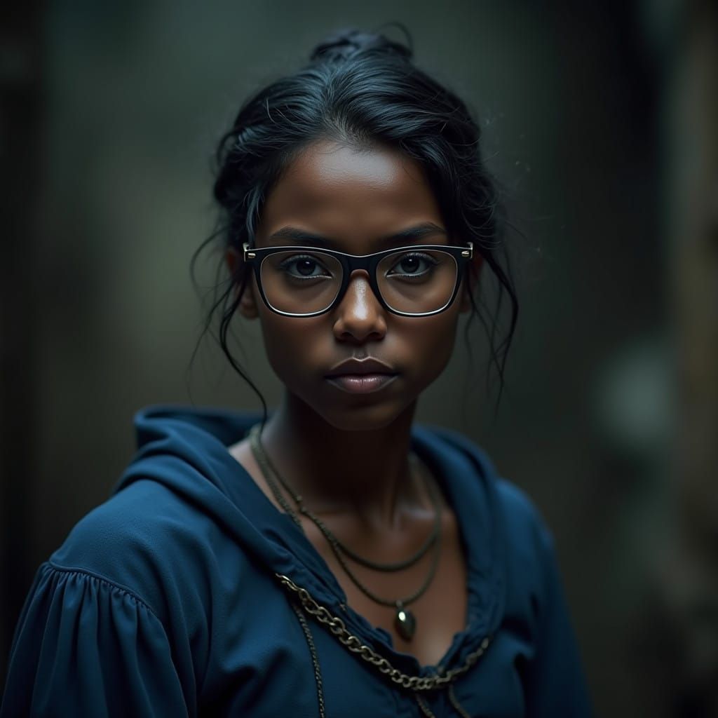 Dwarf Woman in Medieval Blue Attire