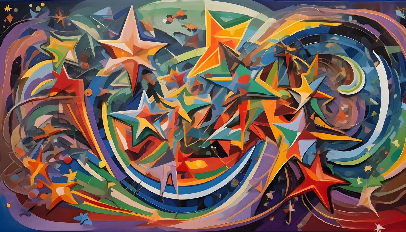 Abstract Cosmic Hurricane of Stars in Impasto Oil