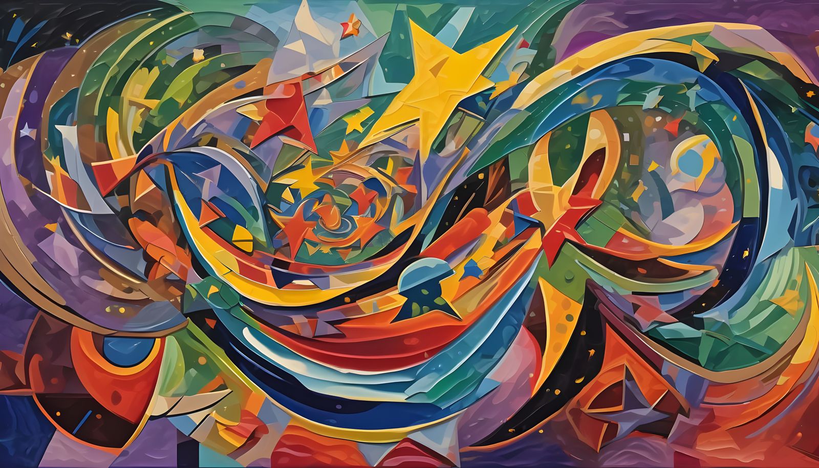 Cosmic Hurricane of Stars in Impasto Oil