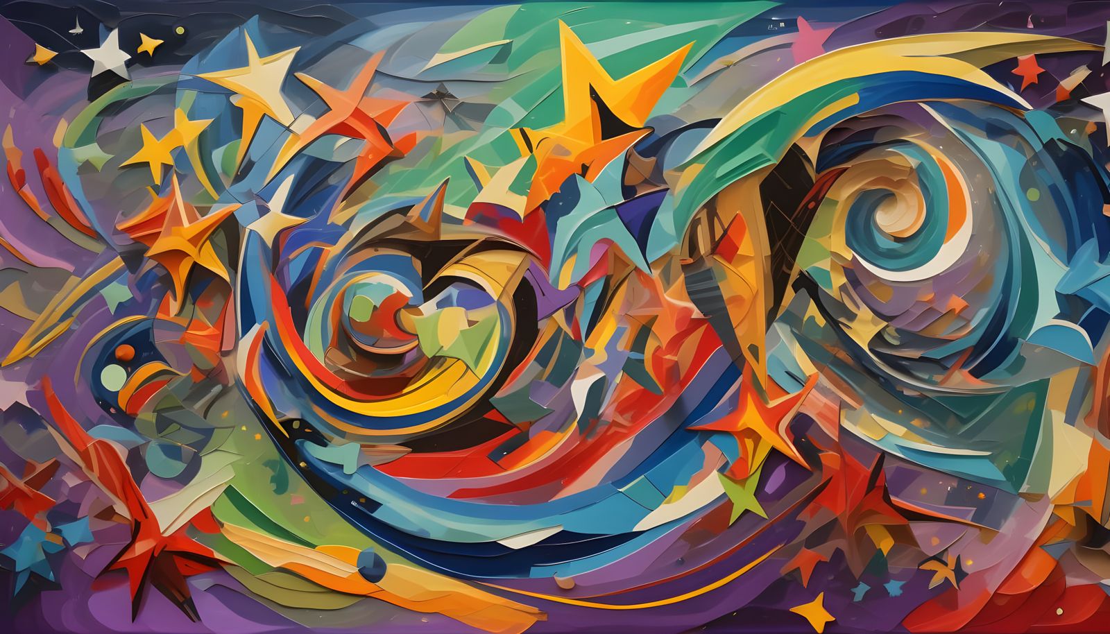 Cosmic Hurricane of Stars as Impasto Oil Painting