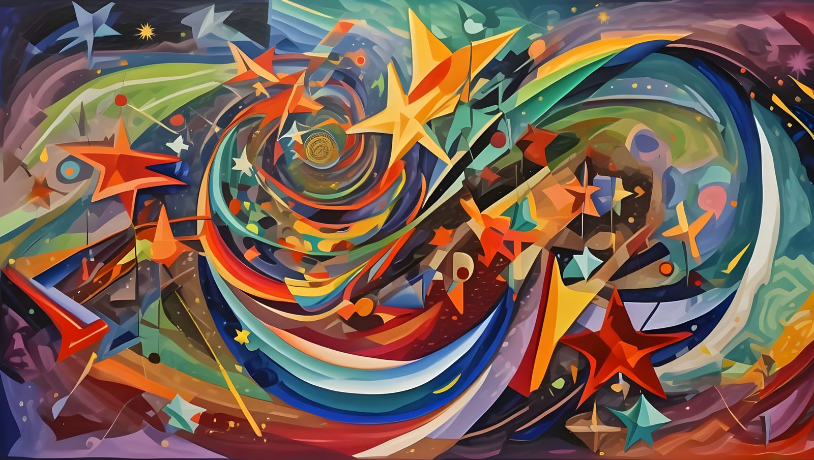 Cosmic Hurricane Maelstrom of Stars in Impasto Oil