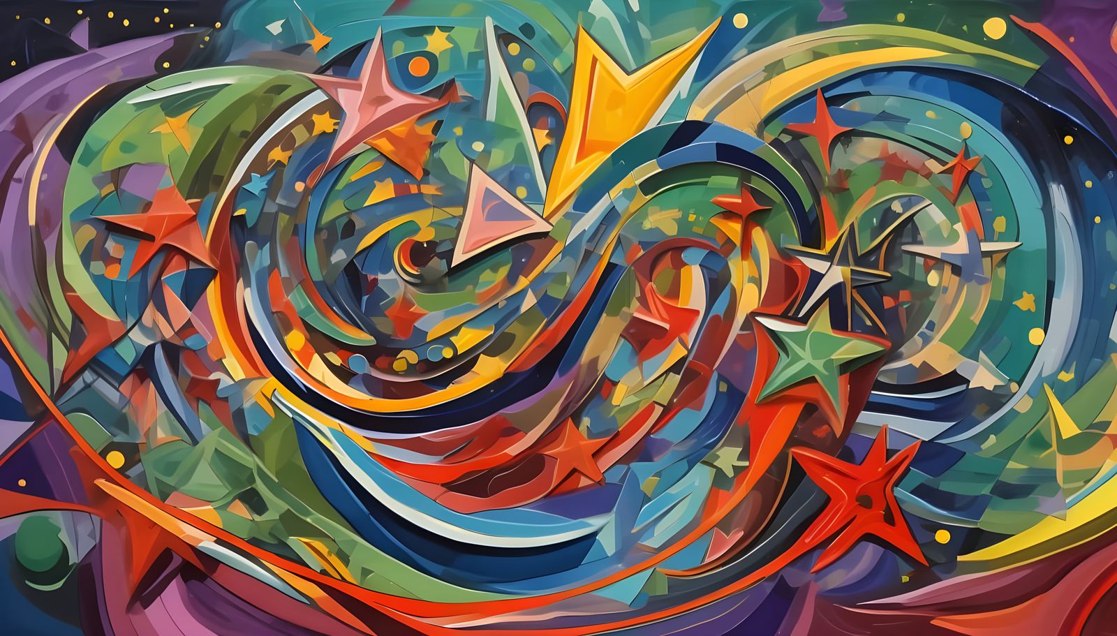 Cosmic Hurricane of Swirling Stars in Impasto Style