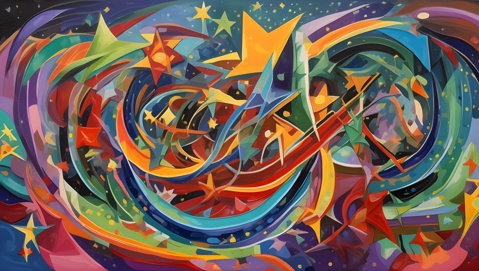 Cosmic Maelstrom of Stars in Impasto Oil Paint