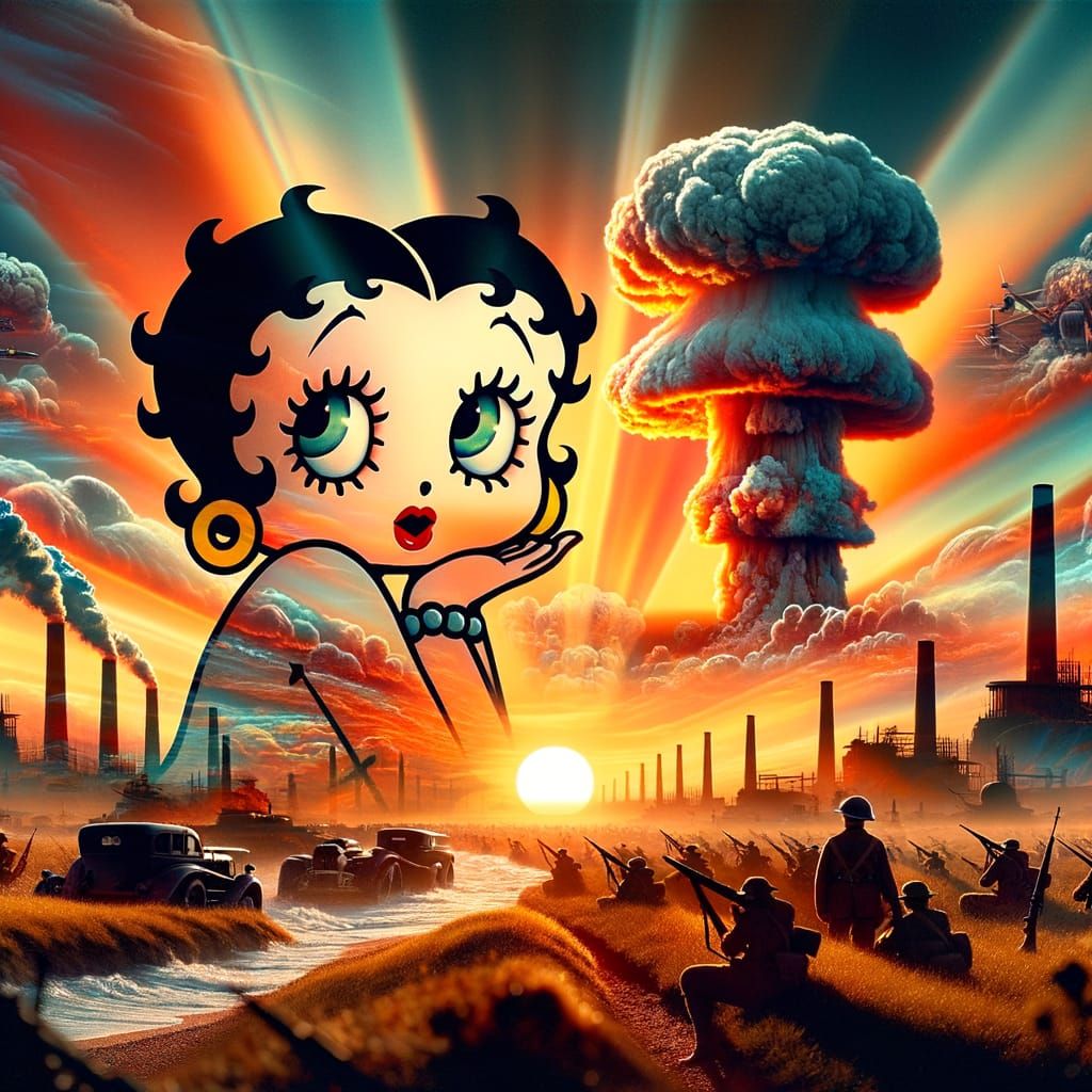 Surreal Double Exposure: Betty Boop in World War I