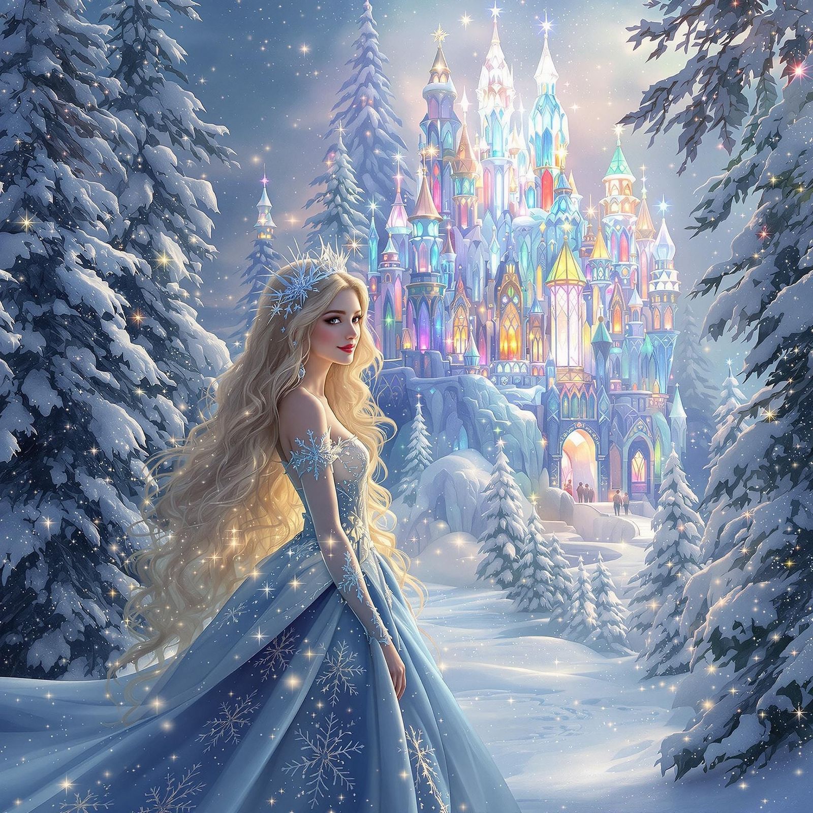 Christmas Maiden in Enchanted Winter Wonderland