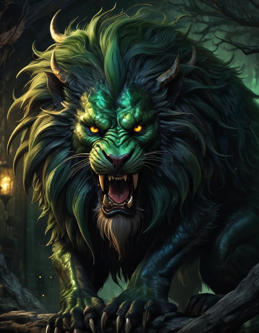 Stygian Manticore in Dark Fantasy Art